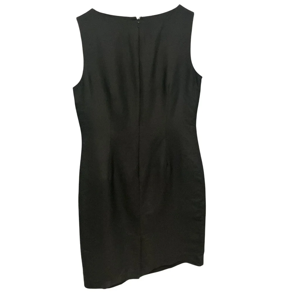 Talbots Womens Embroidered Sleeveless Silk Sheath Dress 8 Black Floral LBD Work